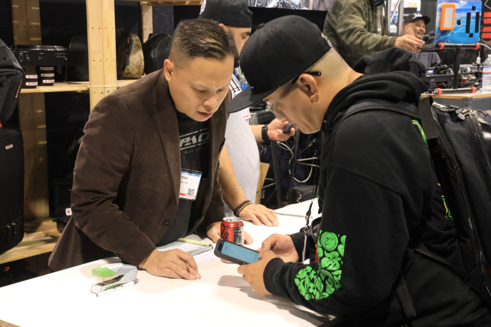 clients in namm show booth